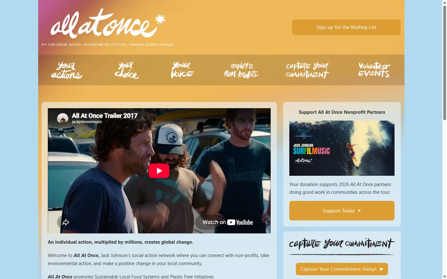 Screenshot of the All At Once website