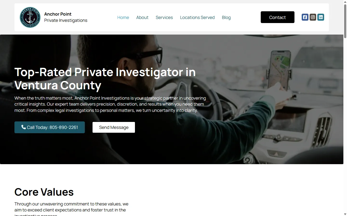 Screenshot of the Anchor Point PI website
