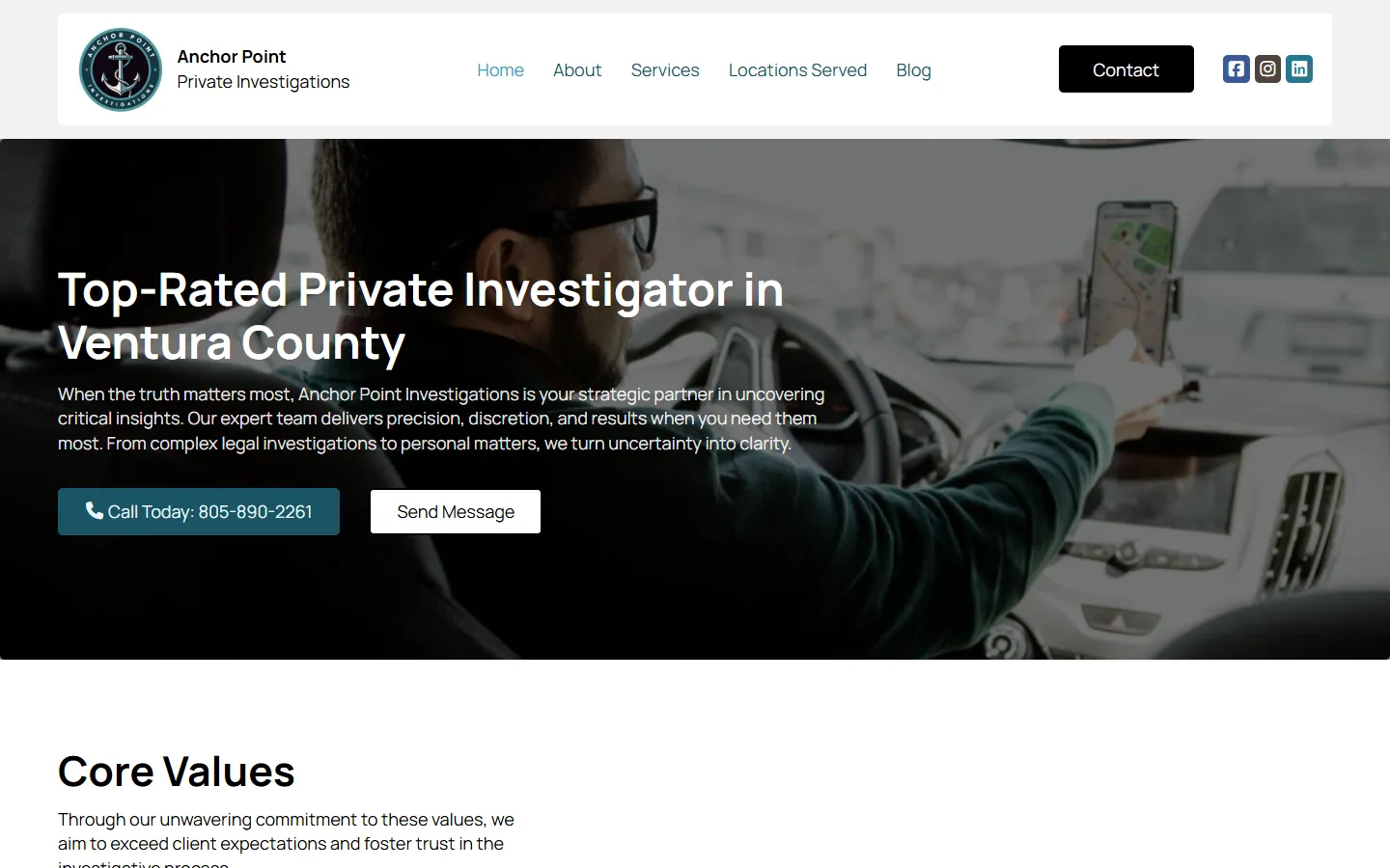 Screenshot of the Anchor Point PI website