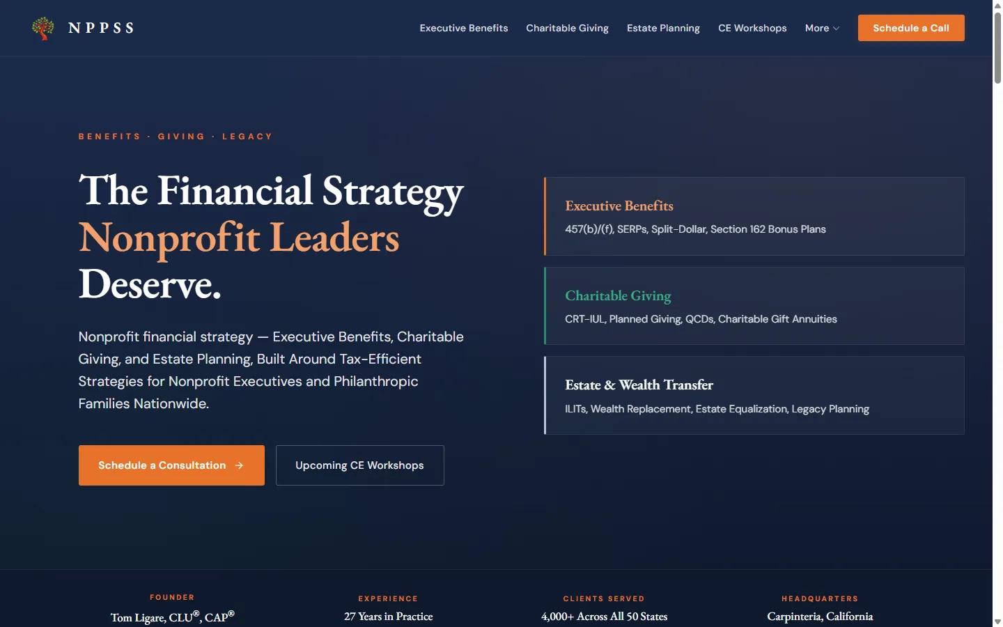 Screenshot of the Nonprofit Professional Services website