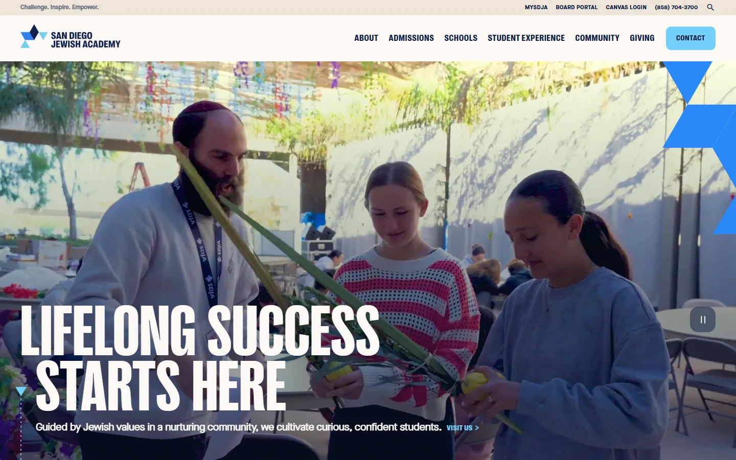 Screenshot of the San Diego Jewish Academy website